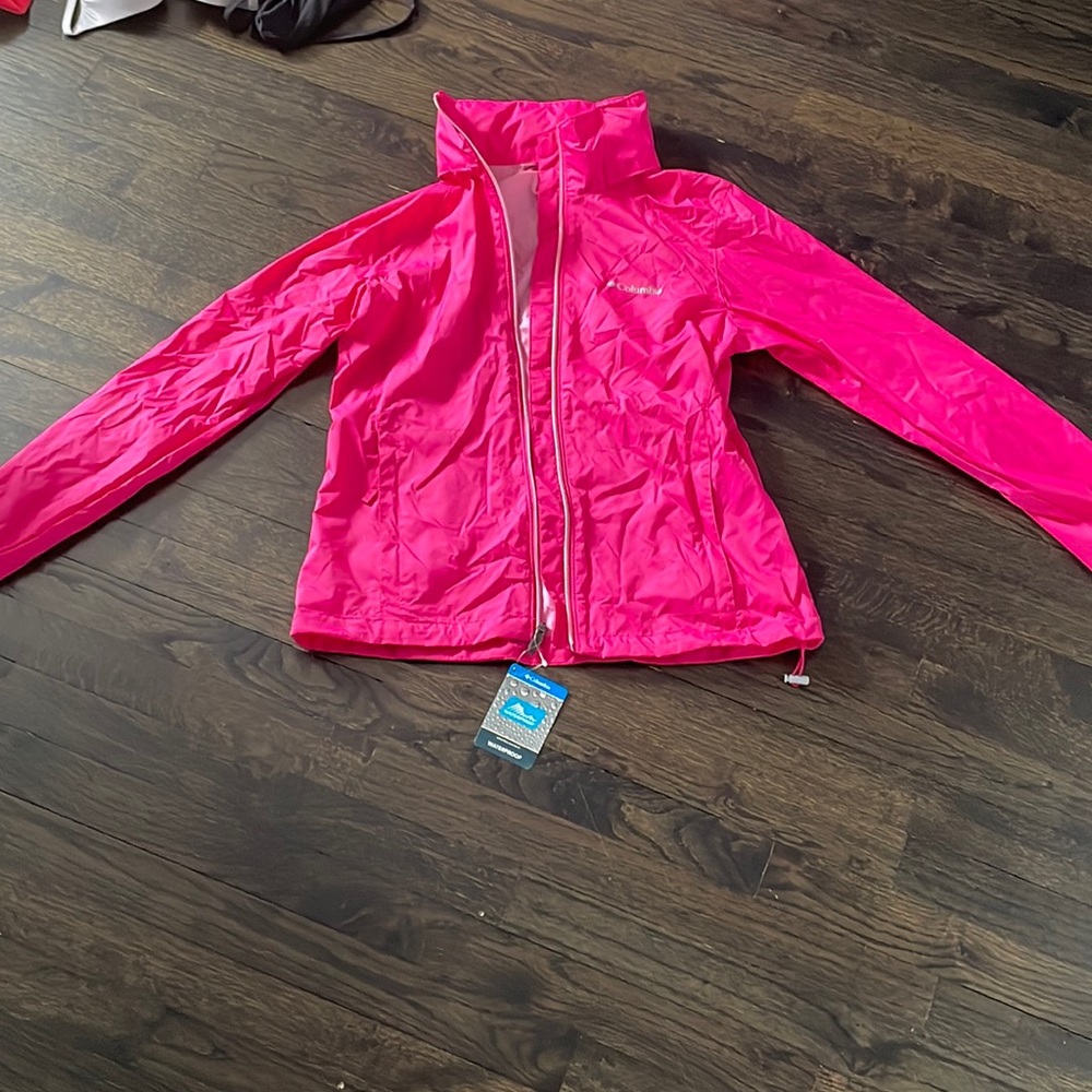 Columbia pink rain jacket. New with tags!